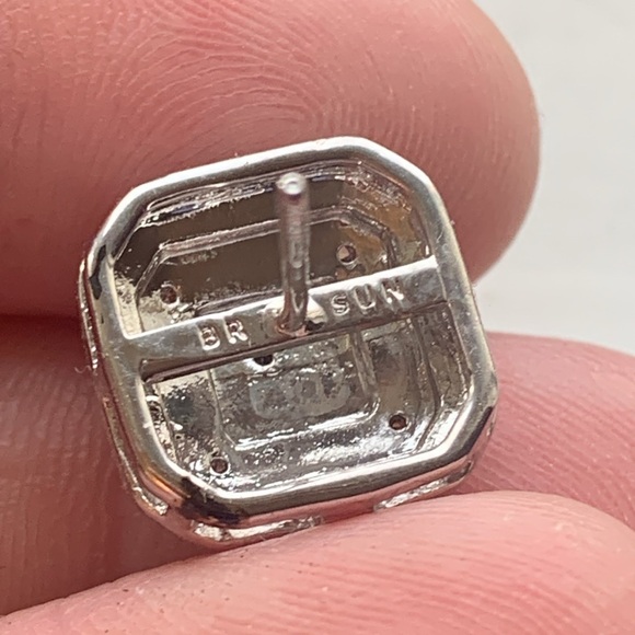 Natural genuine blue Diamond Accented Rhodium Over Brass earrings - Picture 8 of 9